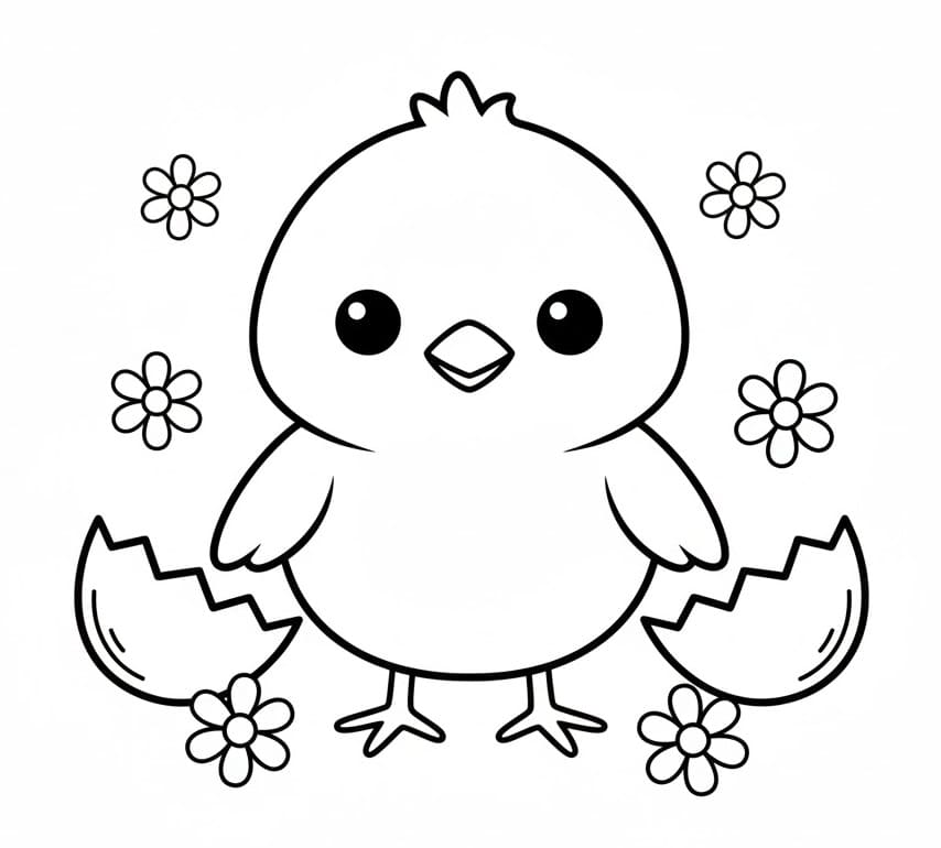 Pulcino di Pasqua Stampabile Gratis da colorare