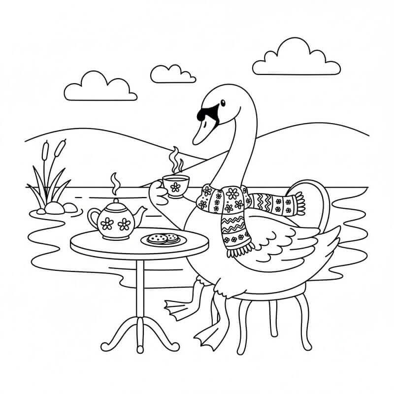 Stampa Cigno da colorare