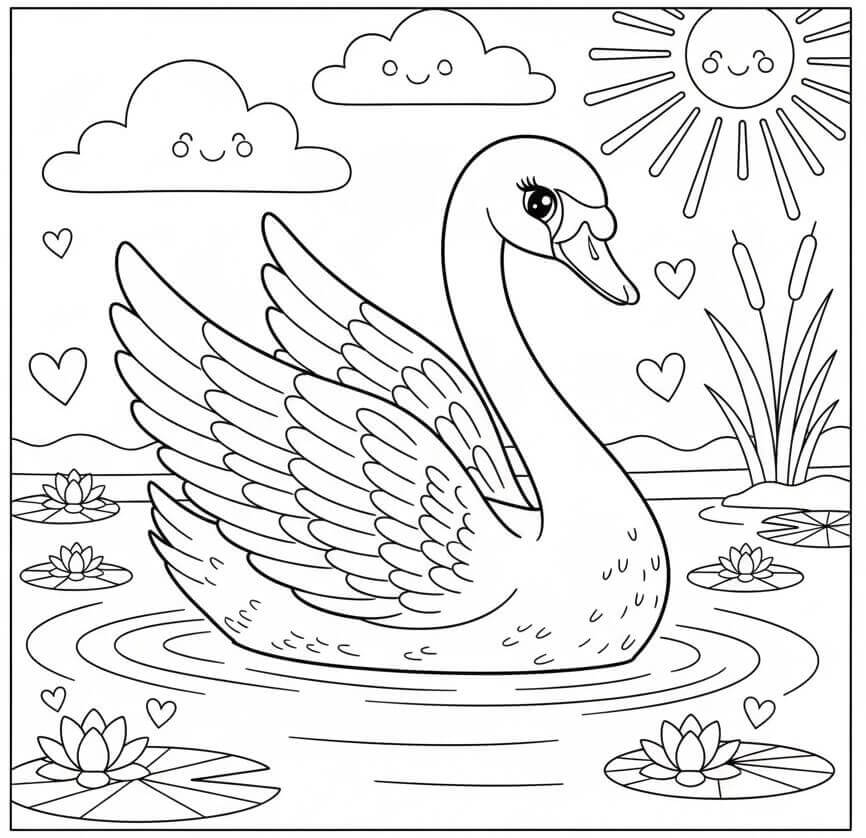 Stampabile Gratis Cigno da colorare