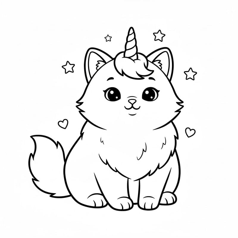 Un Gatto Unicorno Dolcissimo da colorare