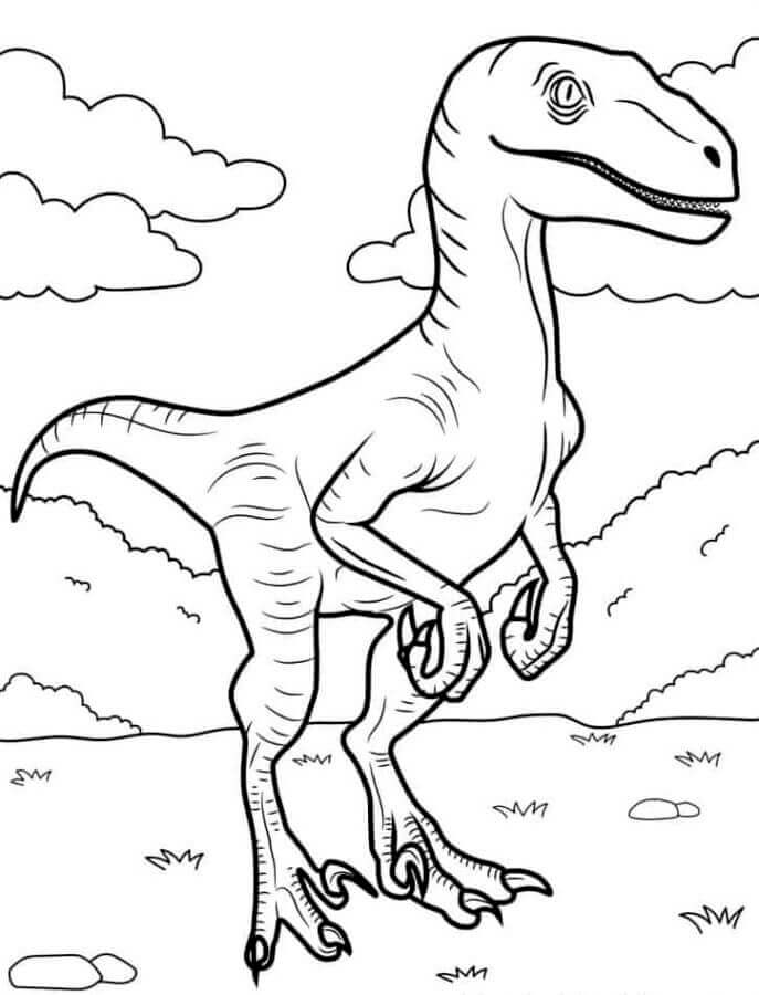 Velociraptor Stampabile per Bambini da colorare