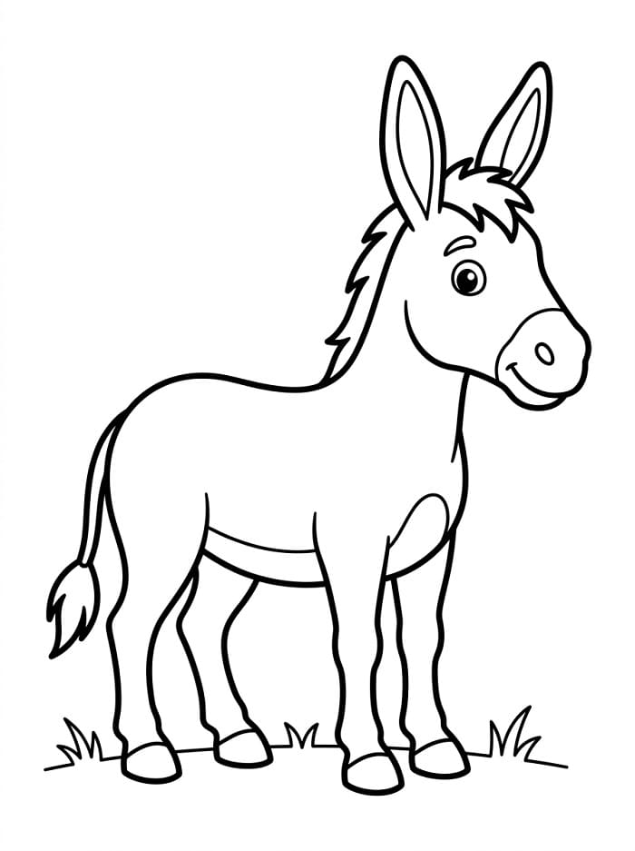 Asino Facile da colorare