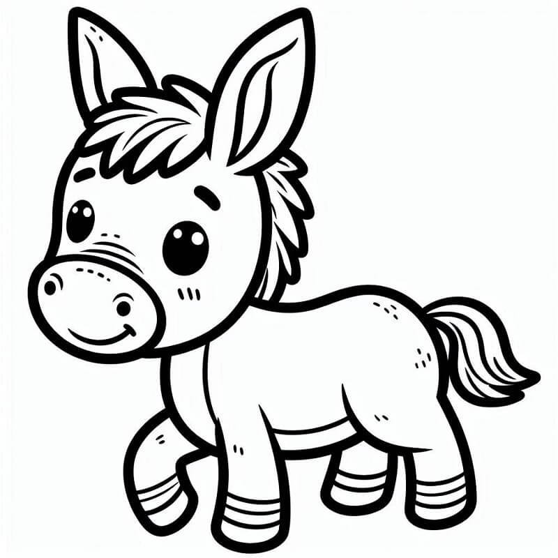 Asino Stampabile per Piccoli da colorare