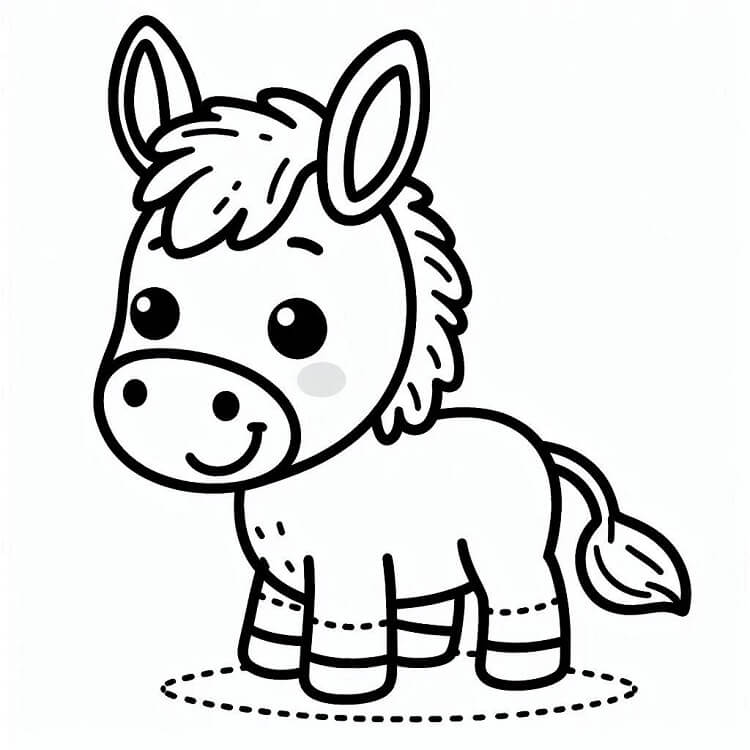 Asino per Bimbi di 1 Anno da colorare