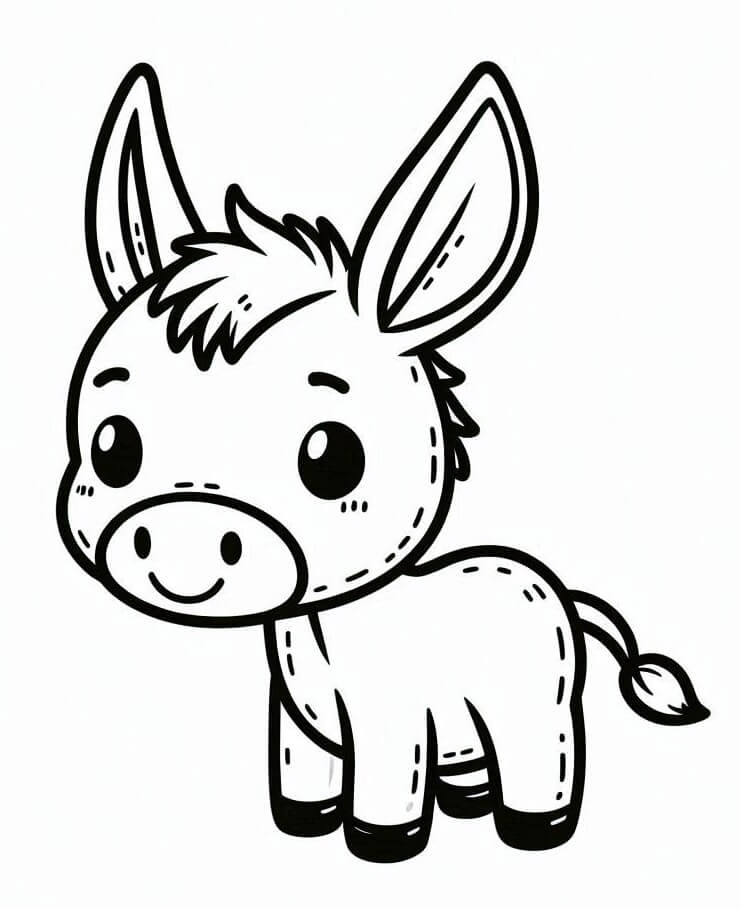 Asino per Bimbi di 4 Anni da colorare