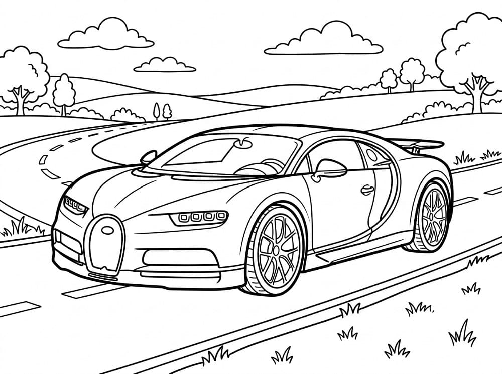 Bugatti sulla Strada da colorare