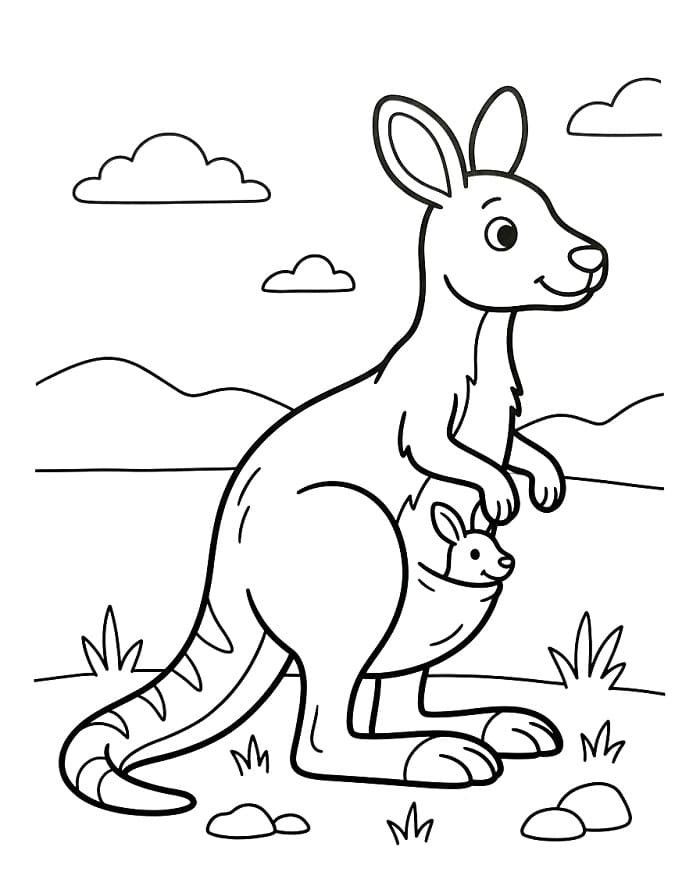 Canguro Amichevole da colorare