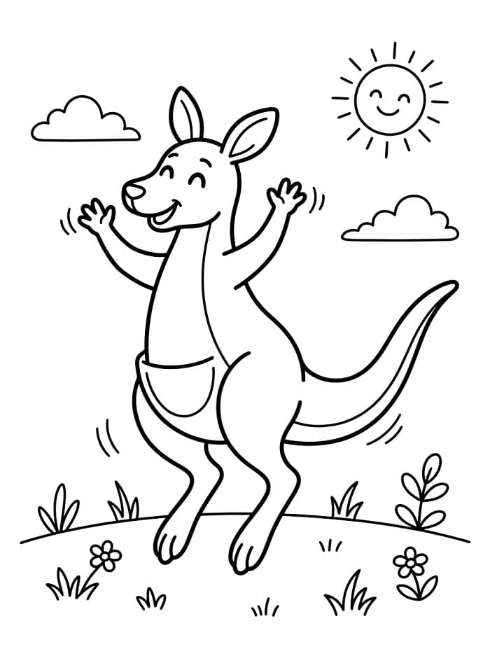 Canguro Grazioso da colorare