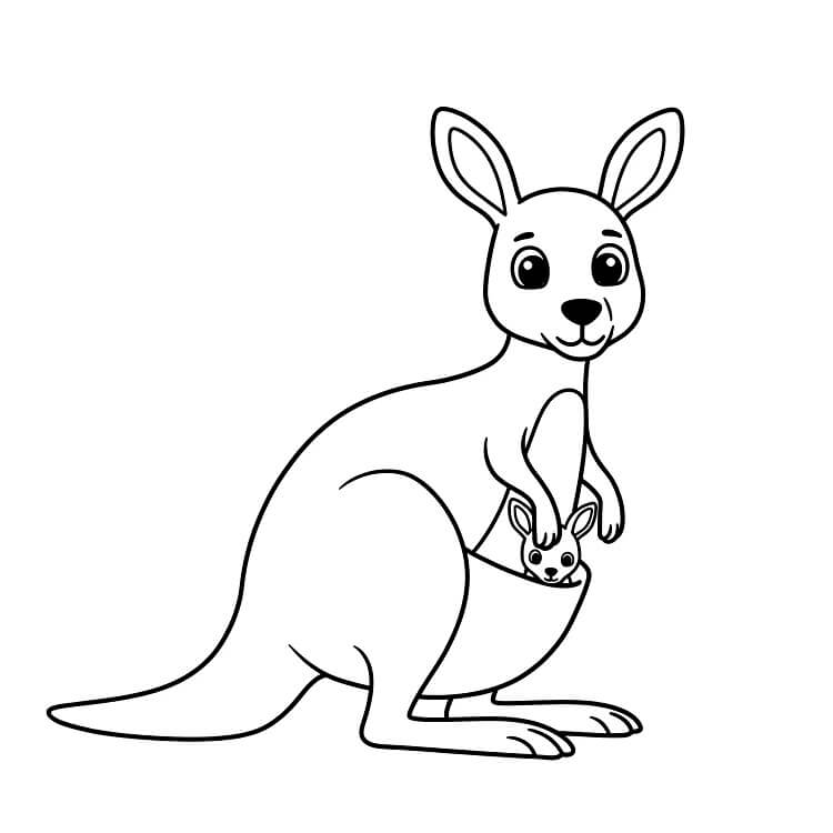 Canguro per Bimbi di 1 Anno da colorare