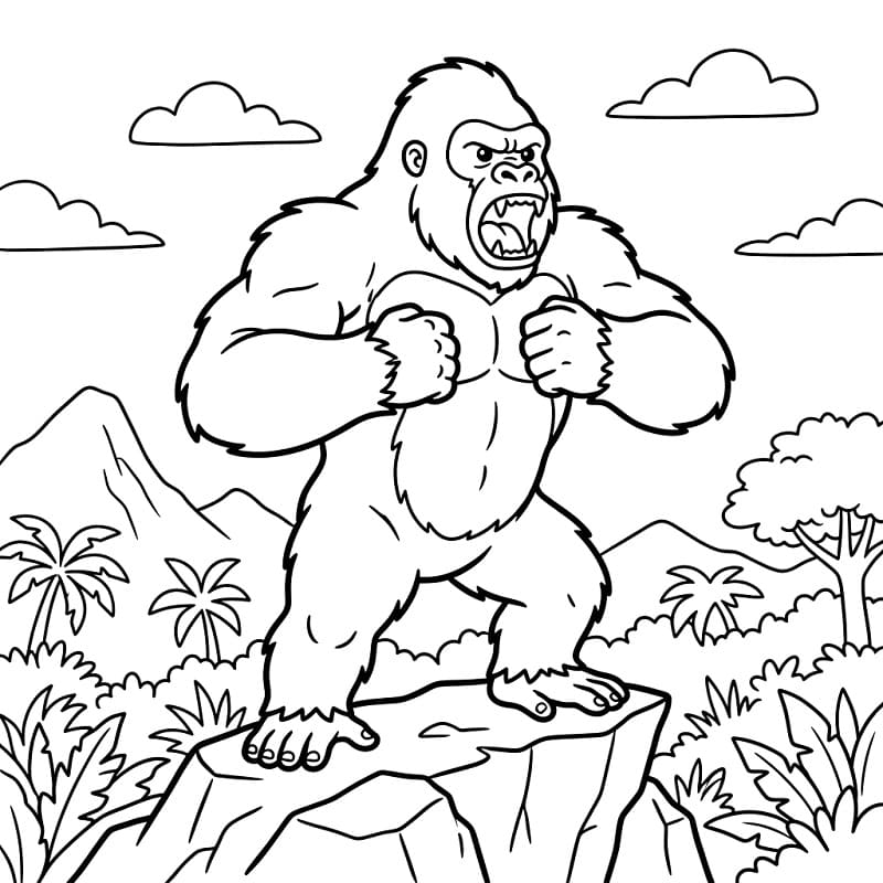 King Kong Gratis per Bambini da colorare