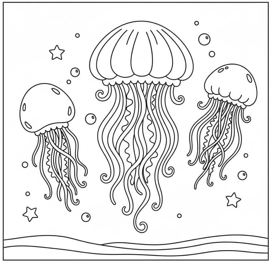 Medusa che Nuota da colorare