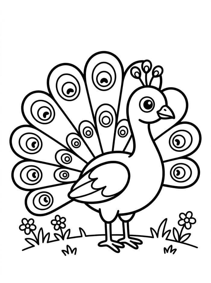 Pavone facile da colorare