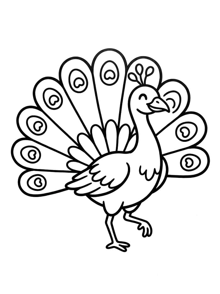 Pavone molto carino da colorare