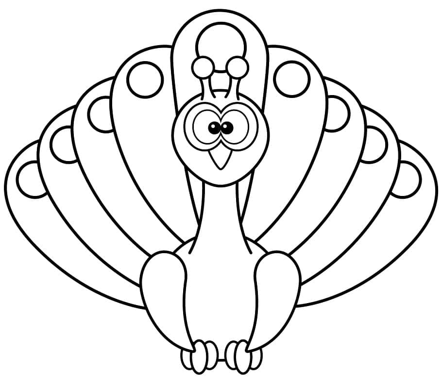 Pavone per bambini di 3 anni da colorare