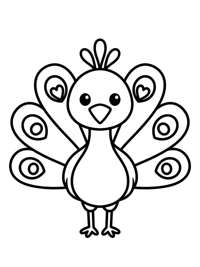 Pavone semplice da colorare