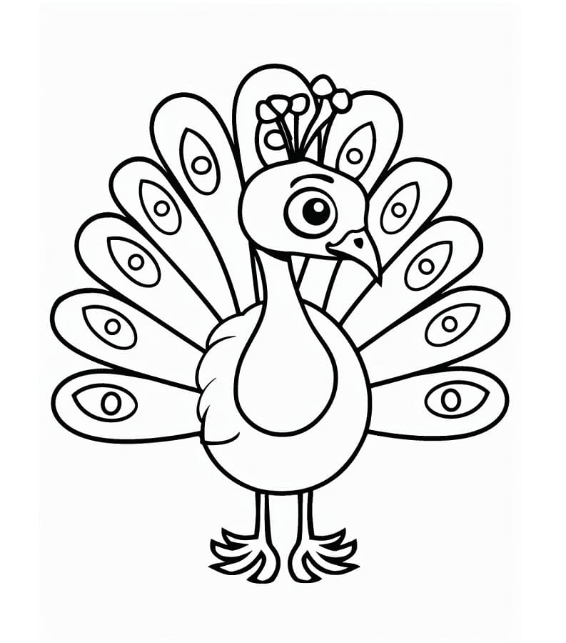 Pavone stampabile per bambini da colorare