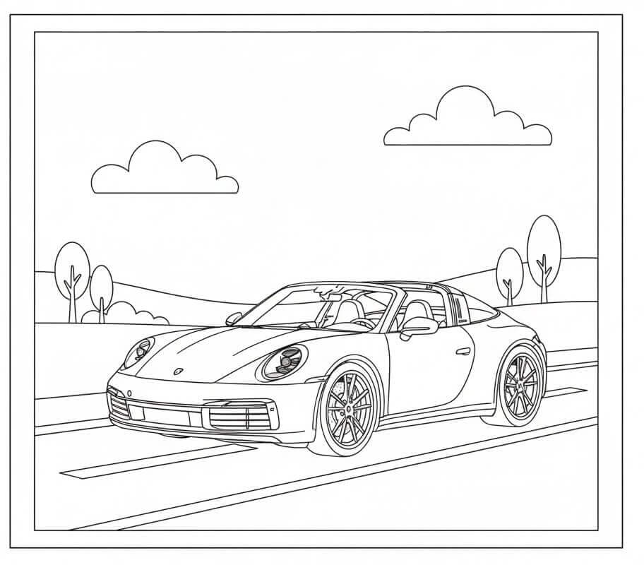 Porsche fantastica da colorare