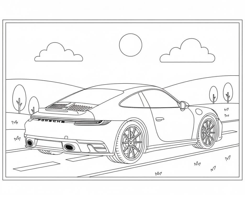 Porsche gratis da colorare