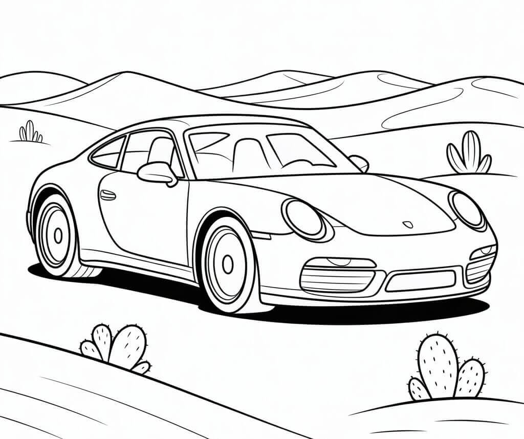 Porsche gratuita per bambini da colorare