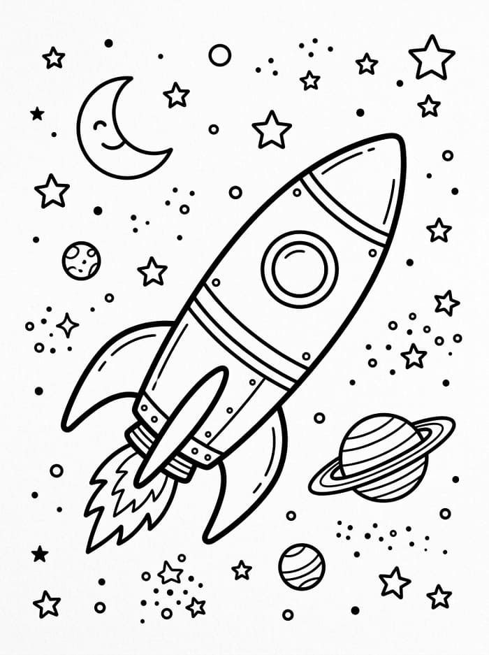 Razzo nello Spazio da colorare