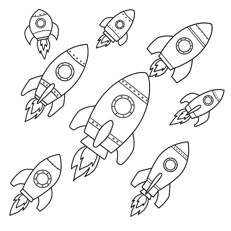 Razzo per Bimbi di 1 Anno da colorare