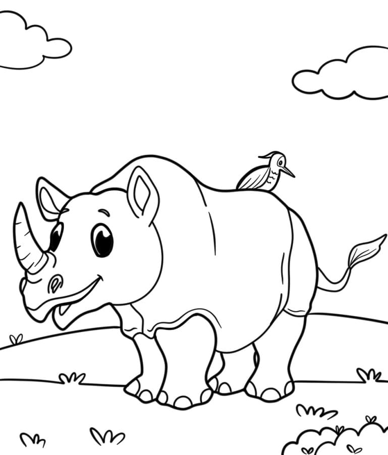 Rinoceronte amichevole da colorare