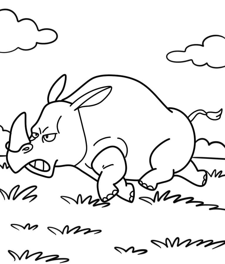 Rinoceronte arrabbiato da colorare