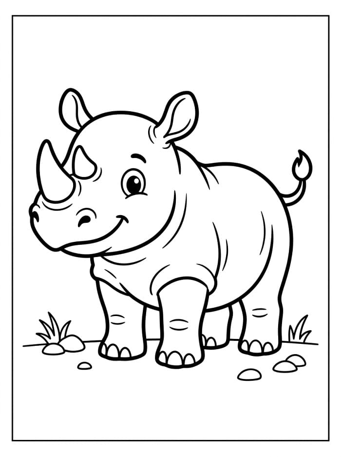 Rinoceronte carino da colorare