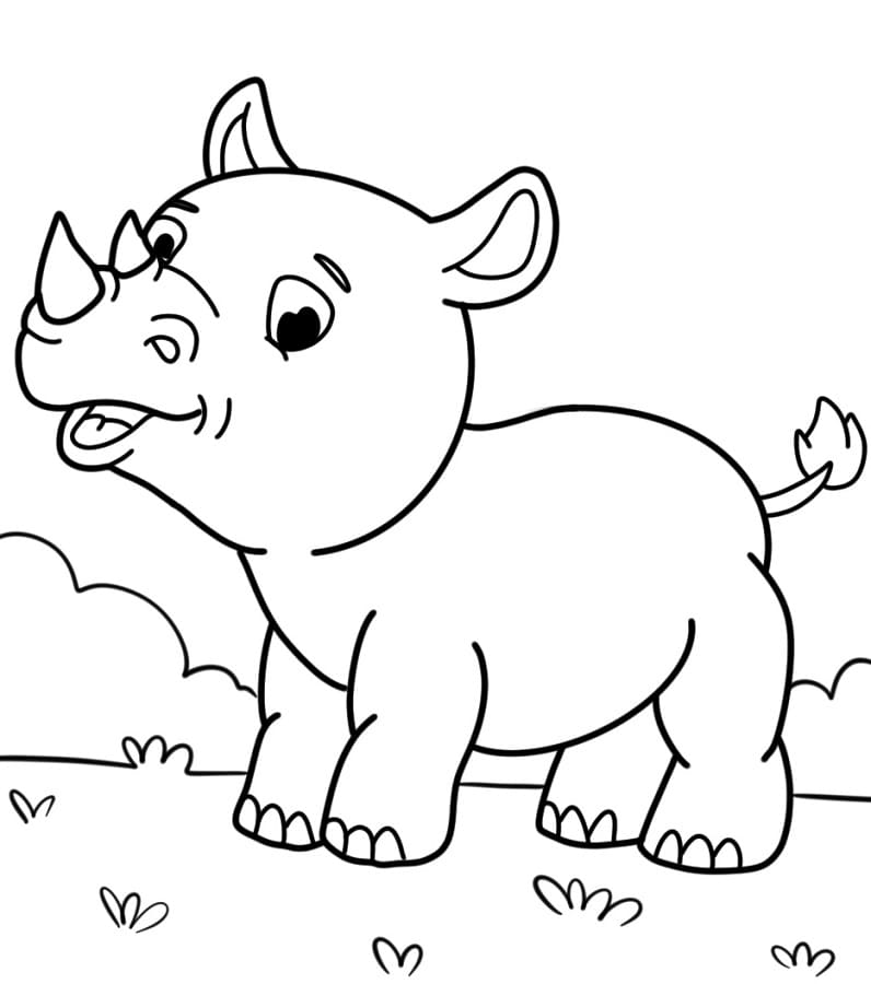 Rinoceronte cartoon carino da colorare