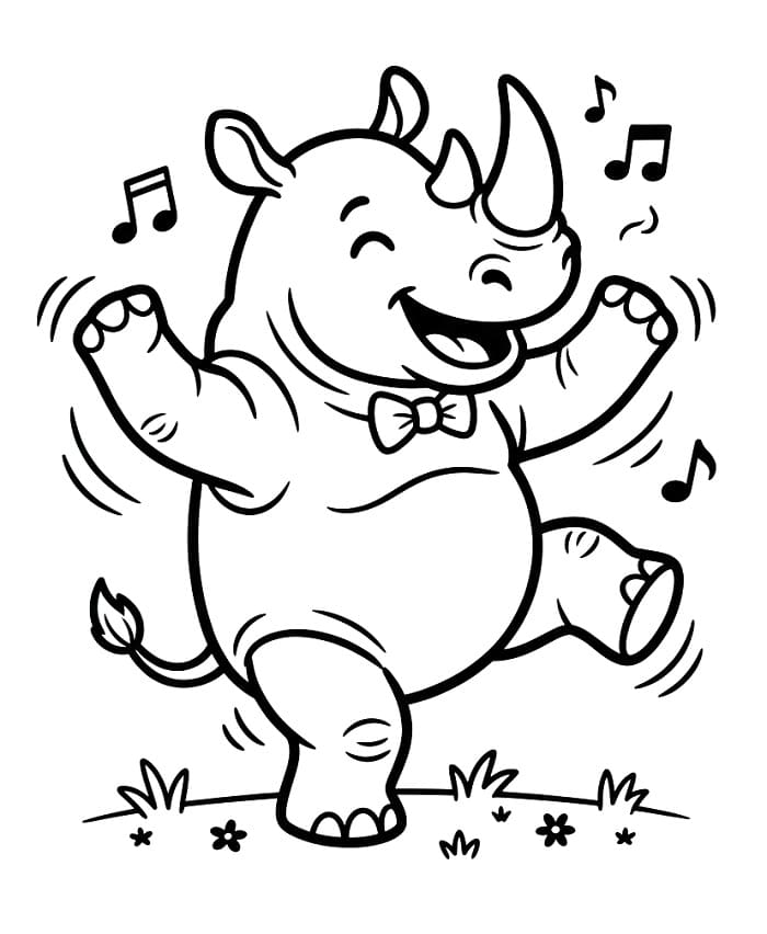 Rinoceronte che balla da colorare
