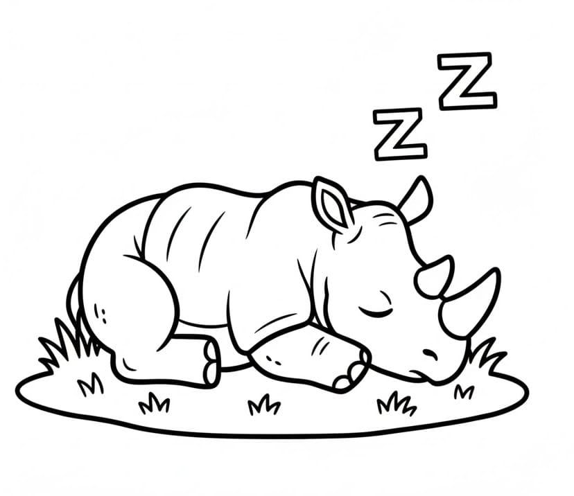 Rinoceronte che dorme da colorare