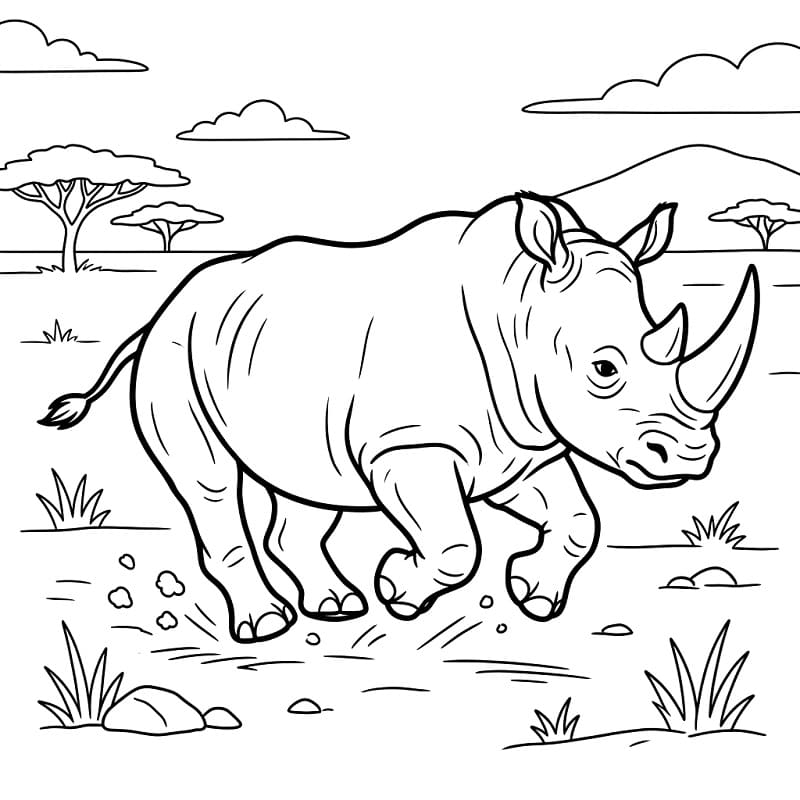 Rinoceronte da safari da colorare