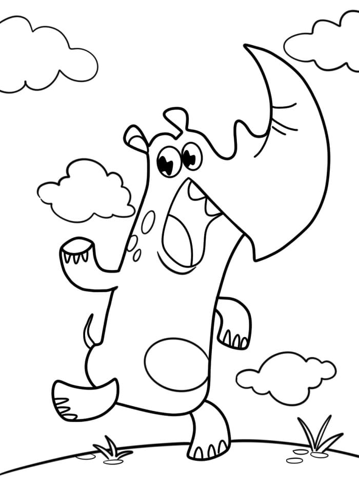 Rinoceronte divertente da colorare