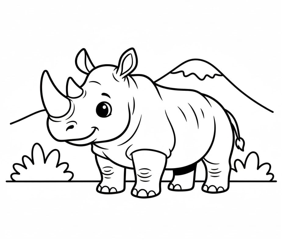 Rinoceronte felice carino da colorare