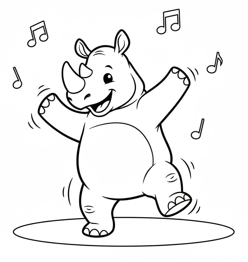 Rinoceronte felice da colorare