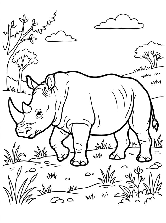 Rinoceronte normale da colorare