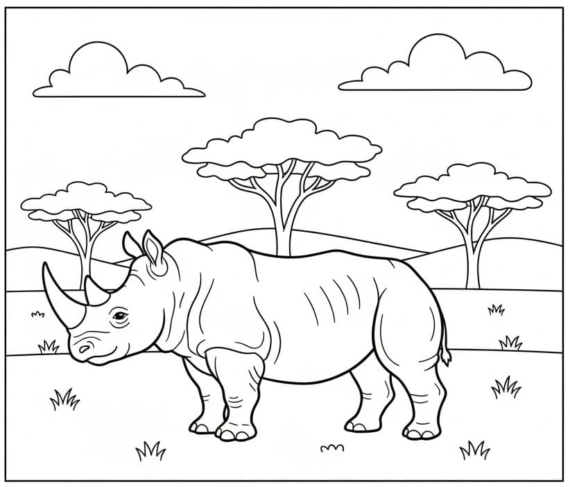 Rinoceronte stampabile gratuito da colorare