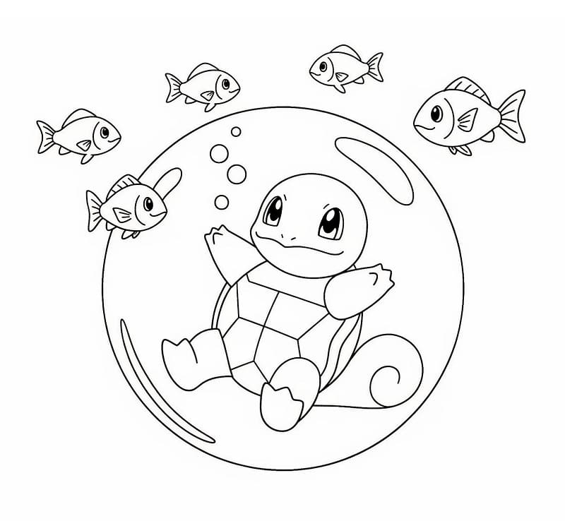 Squirtle Felice da colorare