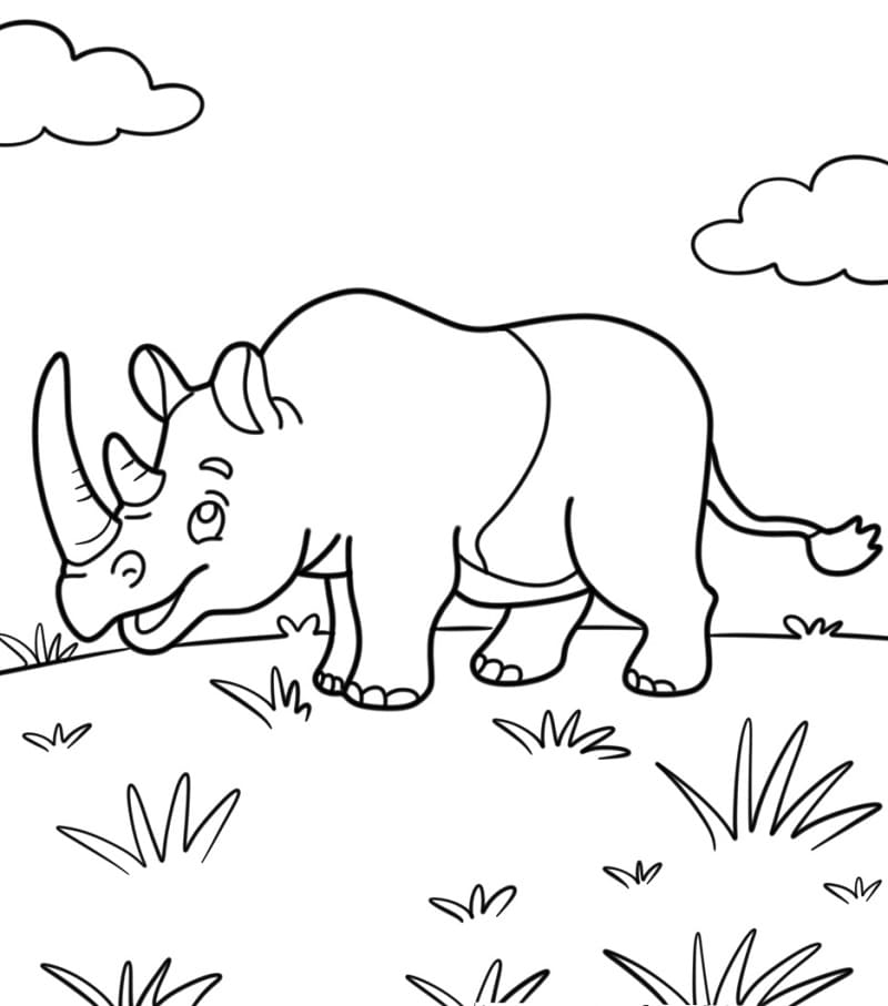 Stampabile Rinoceronte da colorare