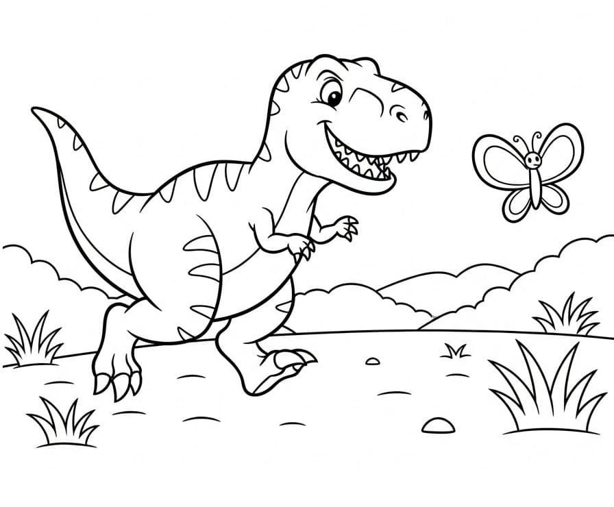 Stampabile T-rex Omaggio da colorare