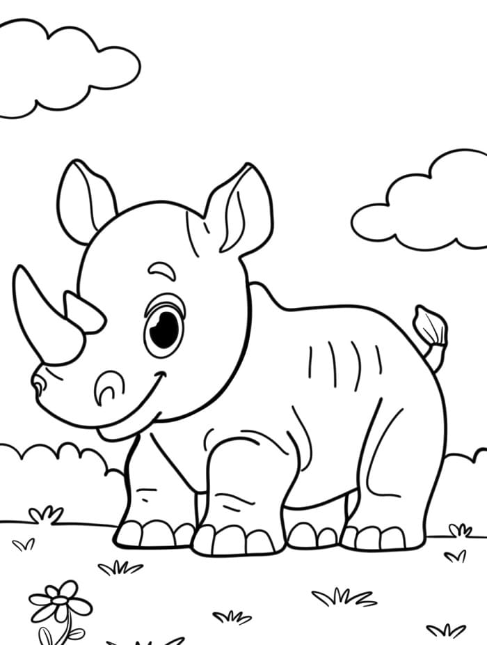 Un cucciolo di rinoceronte da colorare