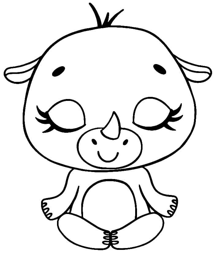 Un piccolo rinoceronte da colorare