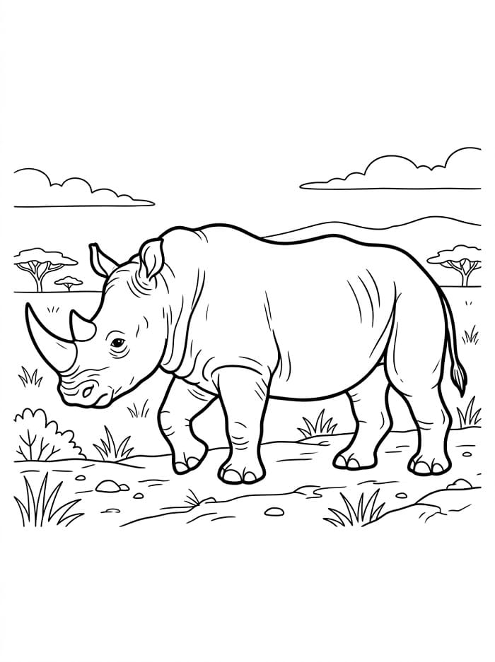 Un rinoceronte normale da colorare