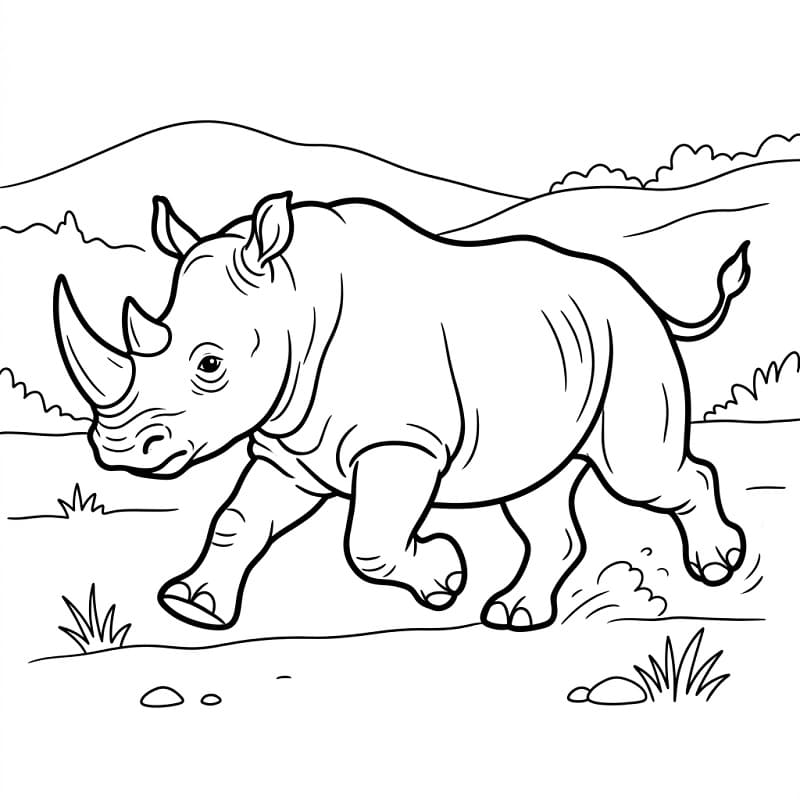 Un rinoceronte da colorare