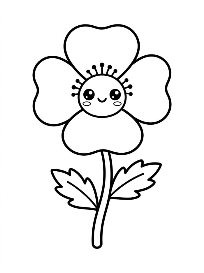 Adorabile fiore di papavero da colorare