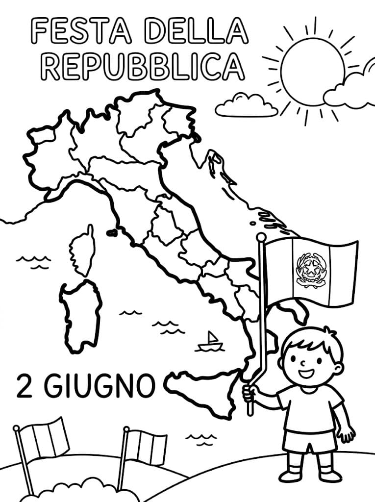 Festa della Repubblica Felice da colorare