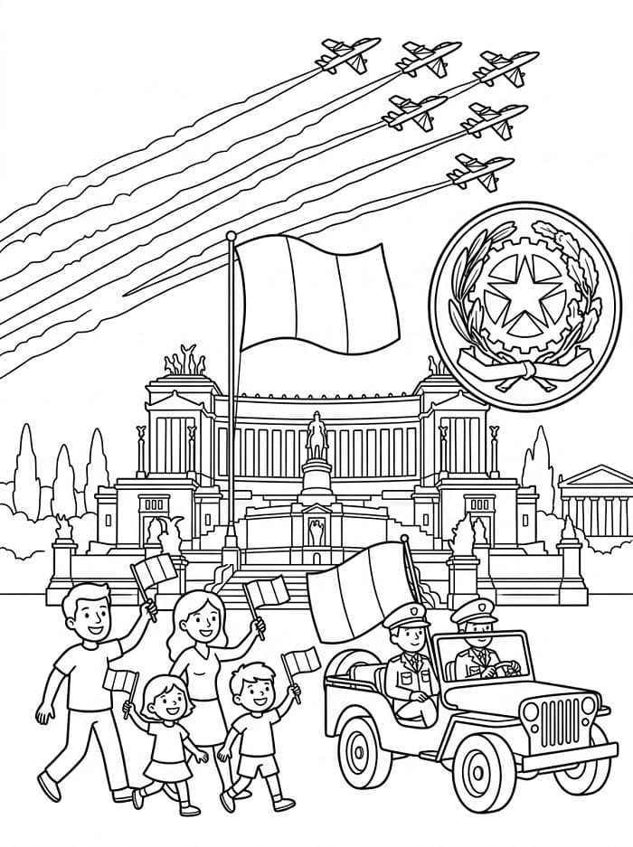Festa della Repubblica Gratis per Bambini da colorare