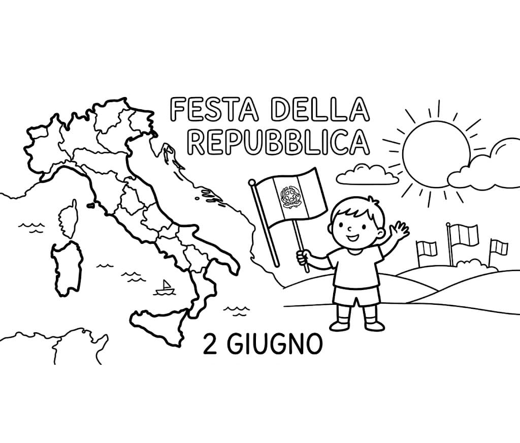 Festa della Repubblica Stampabile per Piccoli da colorare