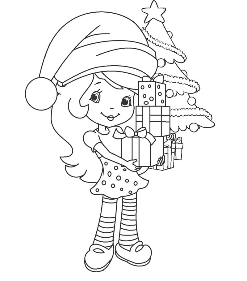 Fragolina Dolcecuore di Natale da colorare