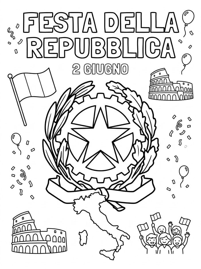 Gratis Festa della Repubblica Stampabile da colorare